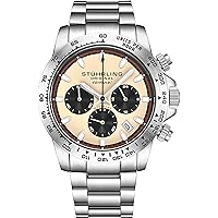 Stuhrling Original Ascot Mens Black Watch - Swiss Quartz Analog Date Wrist Watch for Men - Stainless Steel Mens Designer Watch (Black/Brown)