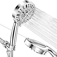 10-Mode Handheld Shower Head Set, High Pressure Shower Head with 59” Stainless Steel Hose and Adjustable Brass Bracket, All Chrome Finish（Model: US-14591-X3）