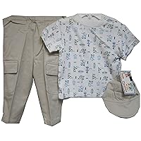 Infants Sizes 12M/18M/24M Print Knit Tops+Khaki Twill Pants 2-PC Sets