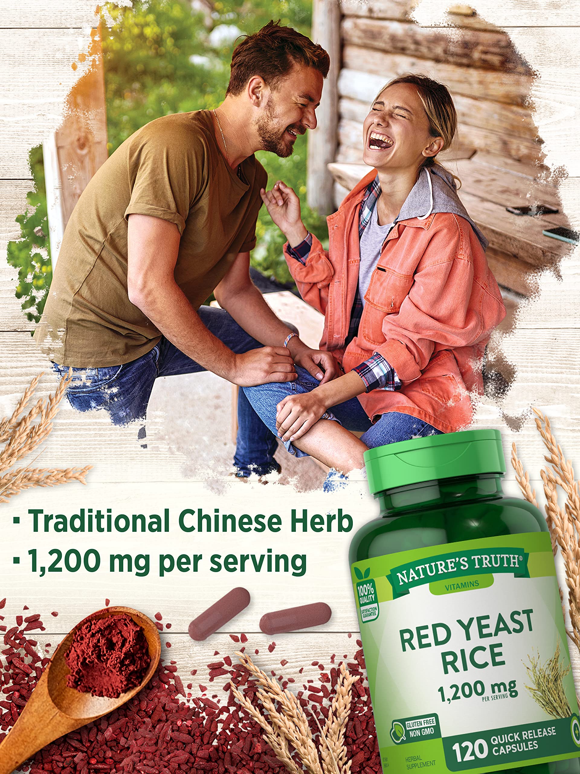 Red Yeast Rice Capsules | 120 Count | Non-GMO, Gluten Free | By Nature's Truth