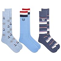 Chaps Men's Casual Fashion Cushioned Crew Socks-3 Pair Pack-Classic Designs with Stretch Blend