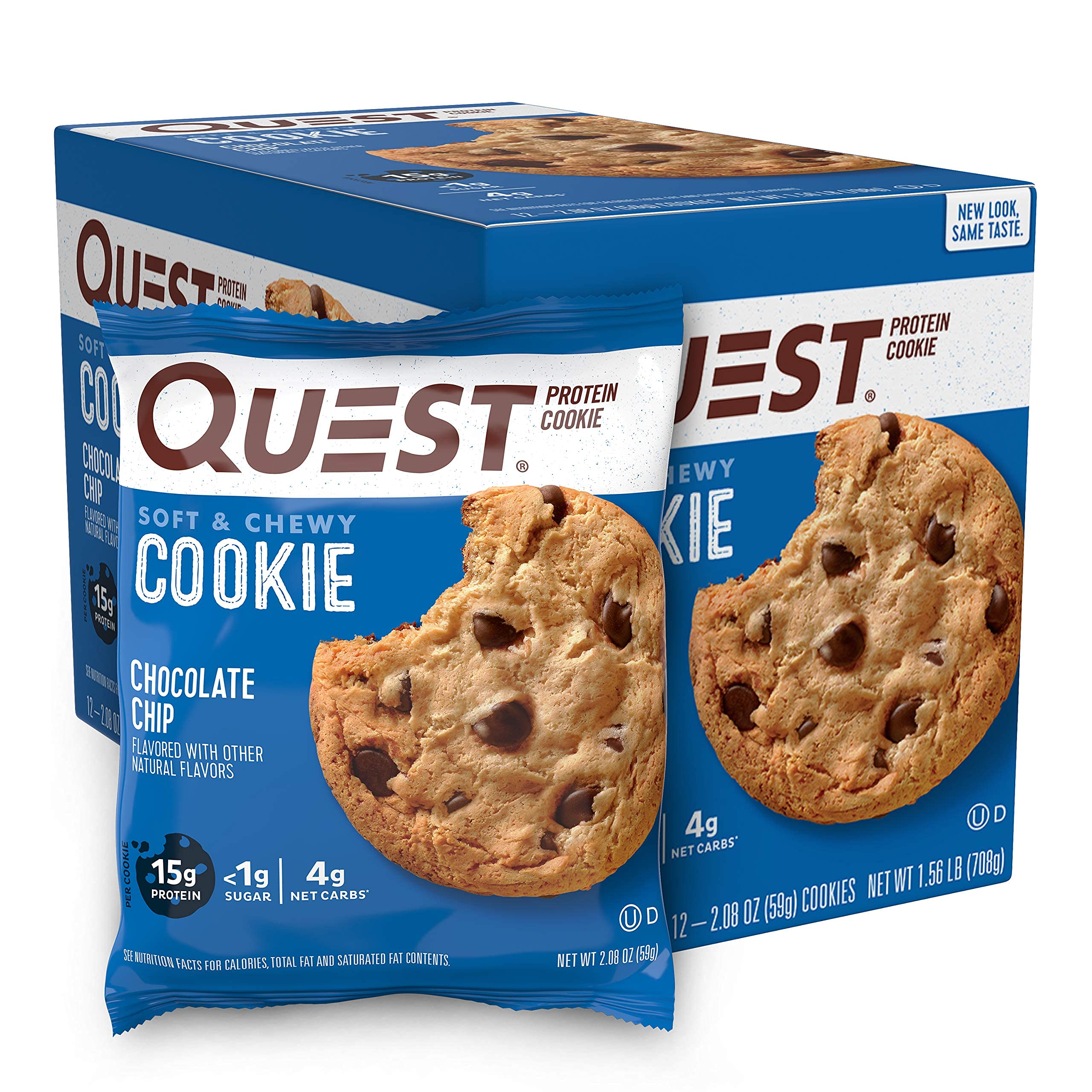 Quest Nutrition High Protein Low Carb, Peanut Butter Cups, 12 & Cheese Crackers, 12 Count & Chocolate Chip Protein Cookie, 12