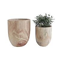 Creative Co-Op Rounded Paulownia Wood Pots (Set of 2 Sizes)