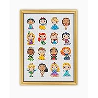 Cartoon Princesses Collection CS1739 - Counted Cross Stitch KIT#2. Set of Threads, Needles, AIDA Fabric, Needle Threader, Embroidery Clippers and Printed Color Pattern Inside.