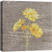 wall26 Canvas Print Wall Art Yellow Wood Effect Daisy Nature Plants Wood Panels Modern Art Farmhouse/Country Colorful Multicolor Warm for Living Room, Bedroom, Office - 24