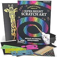 Marvin's Magic - Super Bright Scratch Art - x48 Premium Magic Scratch Boards - Scratch Art Kit with Black Scratch Paper & Rainbow Scratch Paper - Scratch Art for Kids