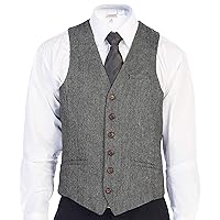 Gioberti Men's 6 Button Slim Fit Formal Herringbone Tweed Vest