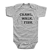Baffle | Compatible with Onesies Brand Baby Bodysuit | Funny Fishing Baby Apparel | Crawl. Walk. Fish. | Unisex Romper