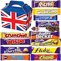 Cadbury Chocolate Gift Pack Large - 12 FULL SIZE Chocolate bars of delicious Cadbury Chocolate from the UK with unique Gift Box and a free Global Treats Chocolate.