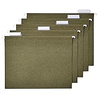 Amazon Basics Hanging File Folders, Standard Green,1/5-Cut Tabs, Letter Size, 50 Count per box