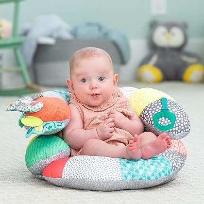 Infantino 2-in-1 Tummy Time & Seated Support - for Newborns and Older Babies, with Detachable Support Pillow and Toys, for Development of Strong Head and Neck Muscles