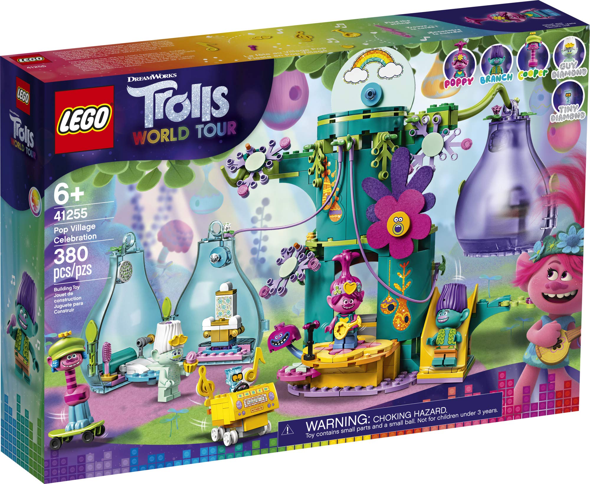 LEGO Trolls World Tour Pop Village Celebration 41255 Trolls Tree House Building Kit for Kids (380 Pieces)