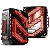 TRUE MODS LED Tail Lights Compatible with Jeep Wrangler JK JKU Sport/Sahara/Rubicon 2007-2018 Unlimited Accessories [DOT-Approved Rear Brake Light] [TBT & Reverse] [Dark-Smoked Lense] [Z-Design]