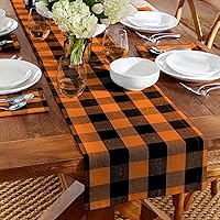 Elrene Home Fashions Farmhouse Living Fall Buffalo-Check Table Runner, Seasonal Farmhouse Table Runner, 13