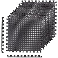 Amazon Basics Interlocking Foam Floor Mat Tiles for Home Gym Exercise, 24.7 x 24.7 x .5 Inches, Black - Pack of 6