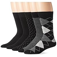 Amazon Essentials Men's Patterned Dress Socks, 5 Pairs