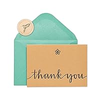 Papyrus Thank You Cards with Envelopes, Kraft with Flower (14-Count)