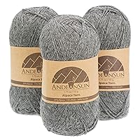 (3 Small Gorgeous Skeins) Alpaca Yarn Blend Umayo [657 Yards Total] Grey, 2 Fingering