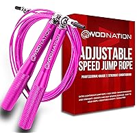 WOD Nation Alluminum Handle High Speed Adjustable Jump Rope for Women and Men - Perfect Skipping Rope for Boxing, Fitness, Workout
