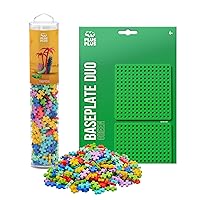 PLUS PLUS - Tropical Mix 240 Piece Tube & Green Baseplate Duo - Construction Building Stem/Steam Toy, Interlocking Mini Puzzle Blocks for Kids