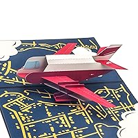 Ribbli Airplane 3D Pop Up Card, Father's Day Card, Thank You Card, with Envelope