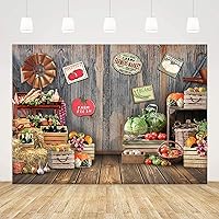 Farmers Market Backdrop 7Wx5H ft Vintage Fresh Farm Vegetables Fruit Grocery Store Cake Smash Garden Baby Shower Photography Backdrop Table Banner Photo Booth Background for Photo Studio