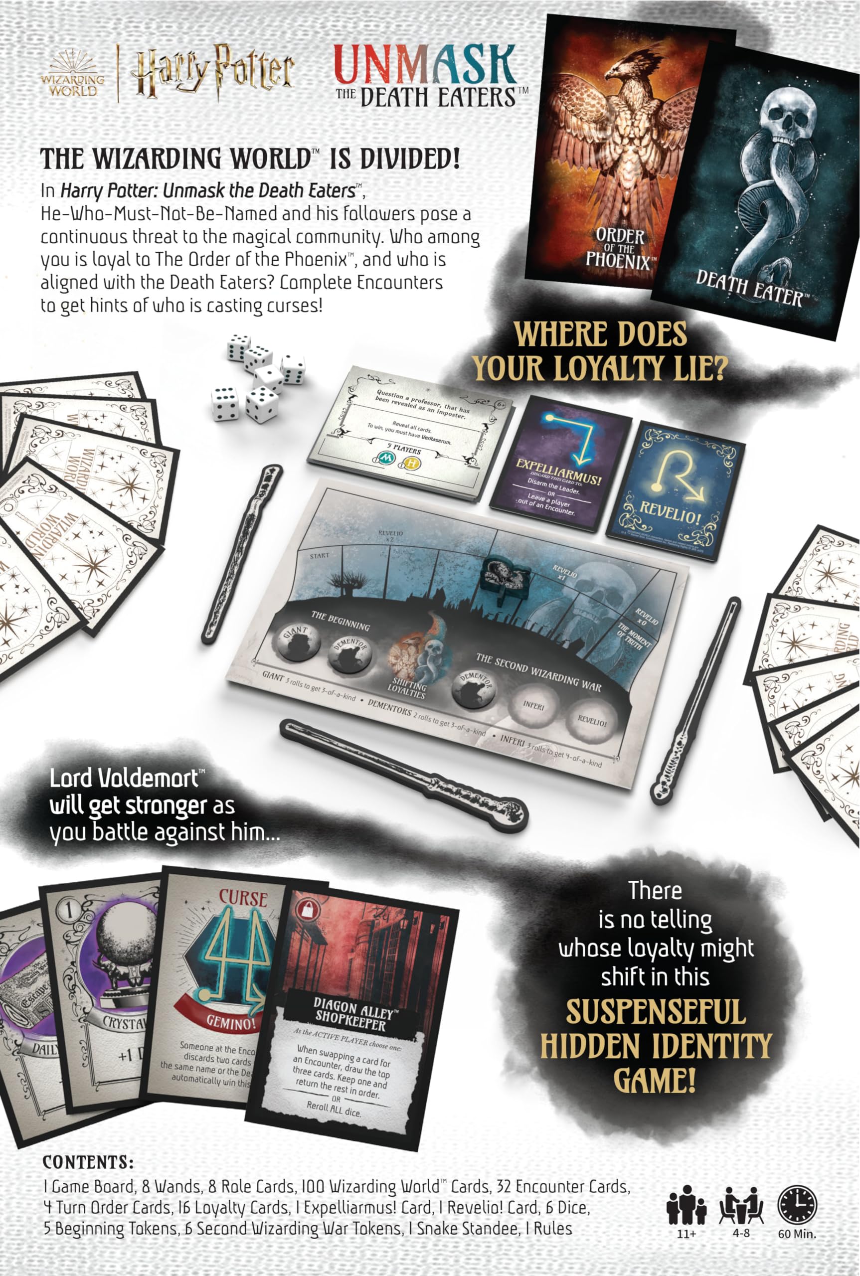 Harry Potter: Unmask The Death Eaters Board Game | Engaging Social Deduction Game Set in The Wizarding World of Harry Potter | Hidden Roles & Bluffing Game | Ages 11 and up, 4-8 Players