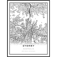 Downtown Sydney Map Print, Australia NSW Map Art Poster, Modern Wall Art, Street Map Artwork 18x24