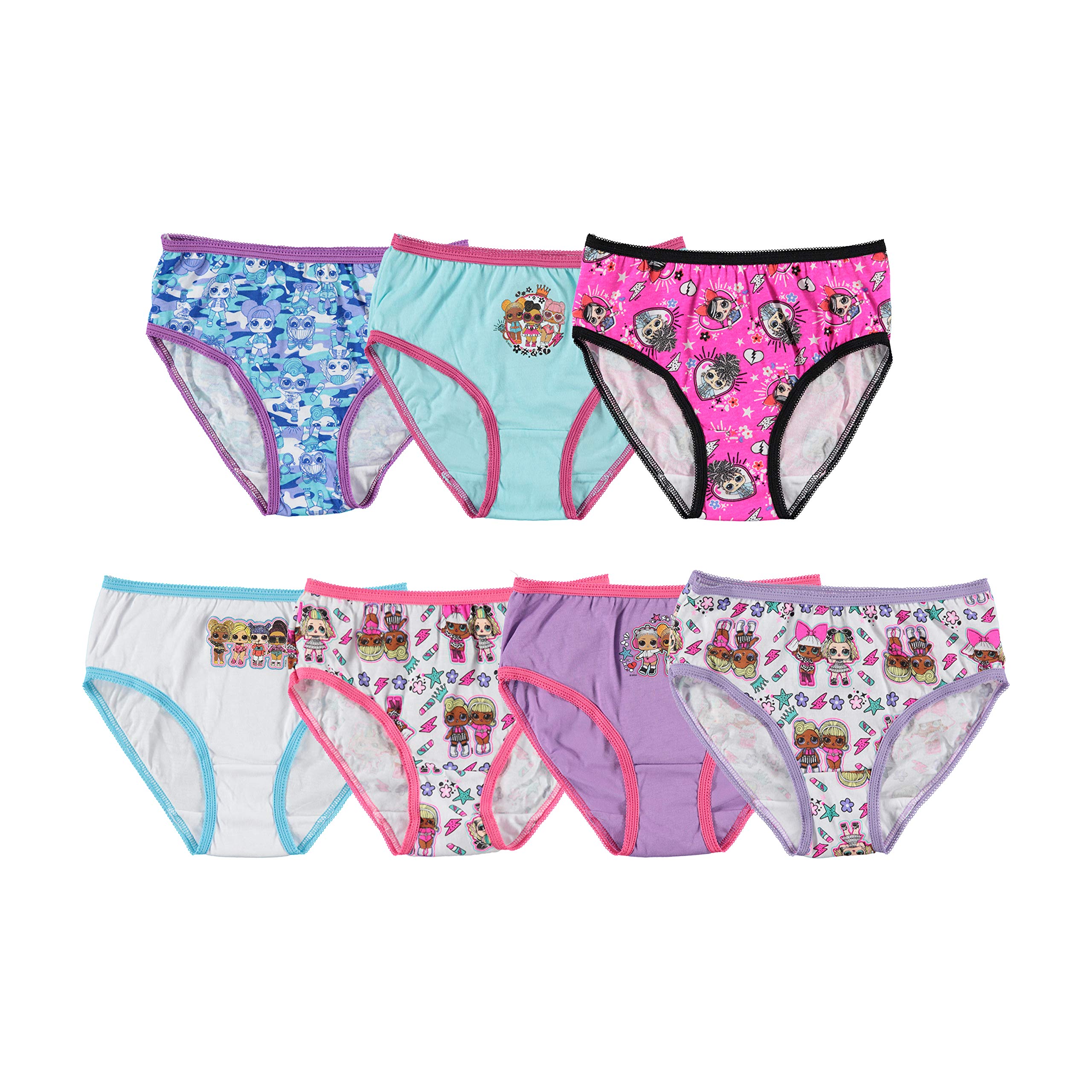 L.O.L. Surprise! Girls' 100% Cotton Underwear 7-Pack Sizes 2/3t, 4t, 4, 6 and 8