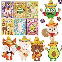 Mexican Cinco de Mayo Animal Stickers 36pcs Holographic Party Favor Supplies