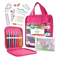 JumblCrafts Ultimate Crochet Starter Kit - 24 Fun-Sized Yarn Set with Travel Bag, Crochet Hooks, Row Counter, and More. 24 Assorted Colors of Acrylic Skeins for Crafters. for Beginners and Experts