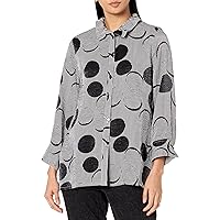 Women's 1 Turn-up Cuff Three Quarters Sleeve Button Front Wire Collar Shirt