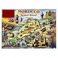 Morocco Graphic Map and Attractions Souvenir Fridge Magnet 2.5