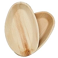 Palm Leaf Plates 7x5 Inch Oval (Pack 50) | Organic, Eco-Friendly, Biodegradable, Compostable Disposable Dinnerware Set For Wedding, Camping, Birthday Party- Sturdy like Bamboo, Wooden, Plastic