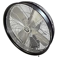 HydroMist Oscillating Wall Mounted Outdoor-Rated Fan, 3-Speed Control on Cord, Alum Fan Blade, Mounting Bracket and Black Cover Included, Quiet Running, Residential/Commercial Use, 24”, Black