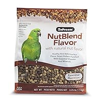 ZuPreem NutBlend Smart Pellets Bird Food for Parrots & Conures, 3.25 lb (Pack of 2) - Made in USA, Daily Nutrition, Vitamins, Minerals for African Greys, Senegals, Amazons, Eclectus, Cockatoos