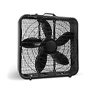 Box Fan with Carry Handle, 20 inch, 3 Speed Full-Force Air Circulation with Air Conditioner, Floor Fan, Bedroom Fan, Airflow 15.03 ft/sec, Ideal for Home, Bedroom & Office, CZ200ABK