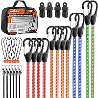 HORUSDY 28-Piece Premium Bungee Cords with Hooks, Includes 10”, 18”, 24”, 36”, 48” Bungee Cords, Bungee Cords Assortment