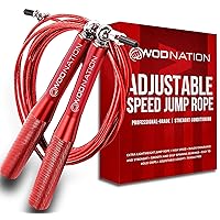 WOD Nation Alluminum Handle High Speed Adjustable Jump Rope for Women and Men - Perfect Skipping Rope for Boxing, Fitness, Workout