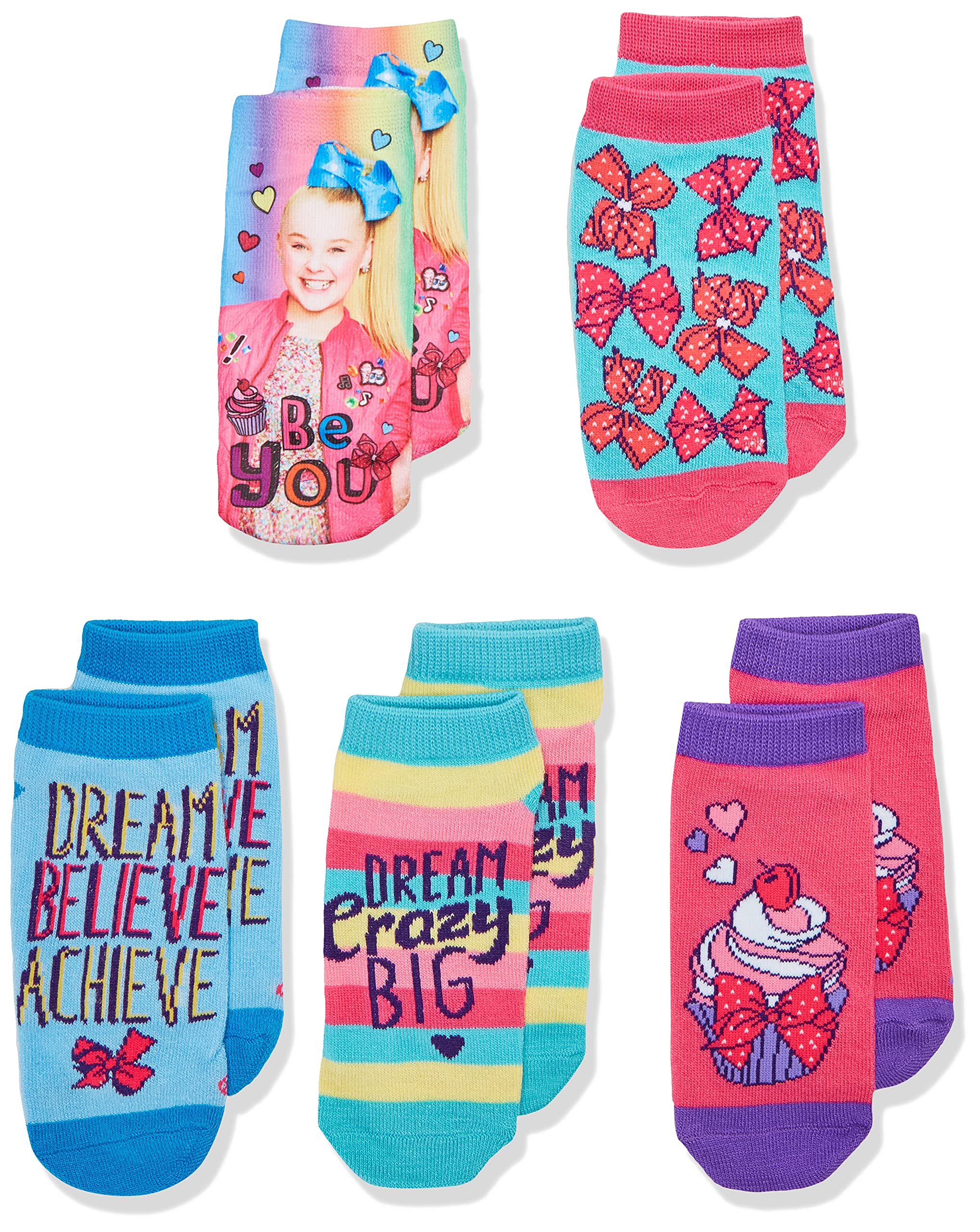Jojo Siwa Big Girl's 5 Pack Assorted Socks