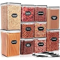 Large Airtight Food Storage Containers, 10PCS BPA Free Plastic Cereal Storage Containers, Kitchen & Pantry Organizers and Storage for Sugar, Flour, Baking Supplies with Lables & Mark