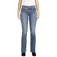 Silver Jeans Co. Women's Suki Mid Rise Curvy Fit Slim Bootcut Jeans, Med Wash EDB336, 31W x 33L