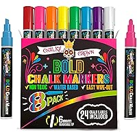 Chalk Markers - 8 Vibrant Fine Tip, Erasable, Non-Toxic, Water-Based, for  Kids & Adults for Glass or Chalkboard Markers for Businesses, Restaurants, Liquid  Chalk Markers (Vibrant 1Mm)
