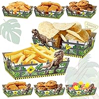 Dinosaur Disposable Paper Trays, 24Pcs Dinosaur Birthday Party Supplies for Popcorn Nachos Fries Corn Snack Trays Dinosaur Theme Birthday Party Decorations and Movie Favors
