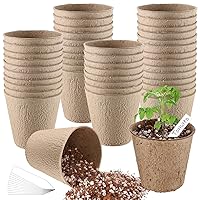 Thickened Peat Pots for Seedling- 3.9 Inch Biodegradable Seed Starter Pots Kit, 60 Pack Easy to Use Plant Nursery Pots with Plant Labels for Garden Vegetable Tomato Potato Saplings Herb Germination