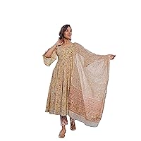 Women's Printed Cotton Casual Wear Lightweight and Comfortable Kurta with Chanderi Dupatta Set (V_939)