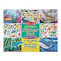 Melissa & Doug Reusable Sticker Activity Pad - Under The Sea - Restickable Stickers, Ocean Animals Art Activities, Arts And Crafts For Kids Ages 3+ - FSC-Certified Materials