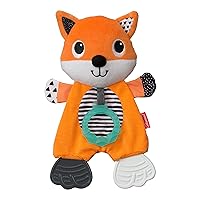 Infantino Cuddly Teether, Fox Character, 3 Textured Teething Places to Soothe Sore Gums, BPA-Free Silicone, Soft Fabric Textures to Explore, Crinkle Sounds to Discover, for Babies 0M+