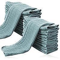 Cute Castle 24 Pack Muslin Burp Cloths for Baby - Ultra-Soft 100% Cotton Baby Washcloths - Large 20'' by 10'' Super Absorbent Milk Spit Up Rags - Burpy Cloths for Unisex, Boy, Girl -Dark Green