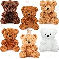 6 Pieces Bear Stuffed Animals 8 Inch Plush Bears Toys Soft Bear Doll Bulk for Wedding Present Baby Shower Gender Reveal Birthday Party Gift Favors